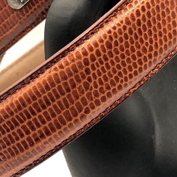 Ralph Lauren RL Crown 67 Brown Reptile Embossed Genuine Leather Belt Size M - Picture 3 of 14